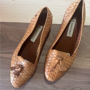 Tan Woven Leather Loafers